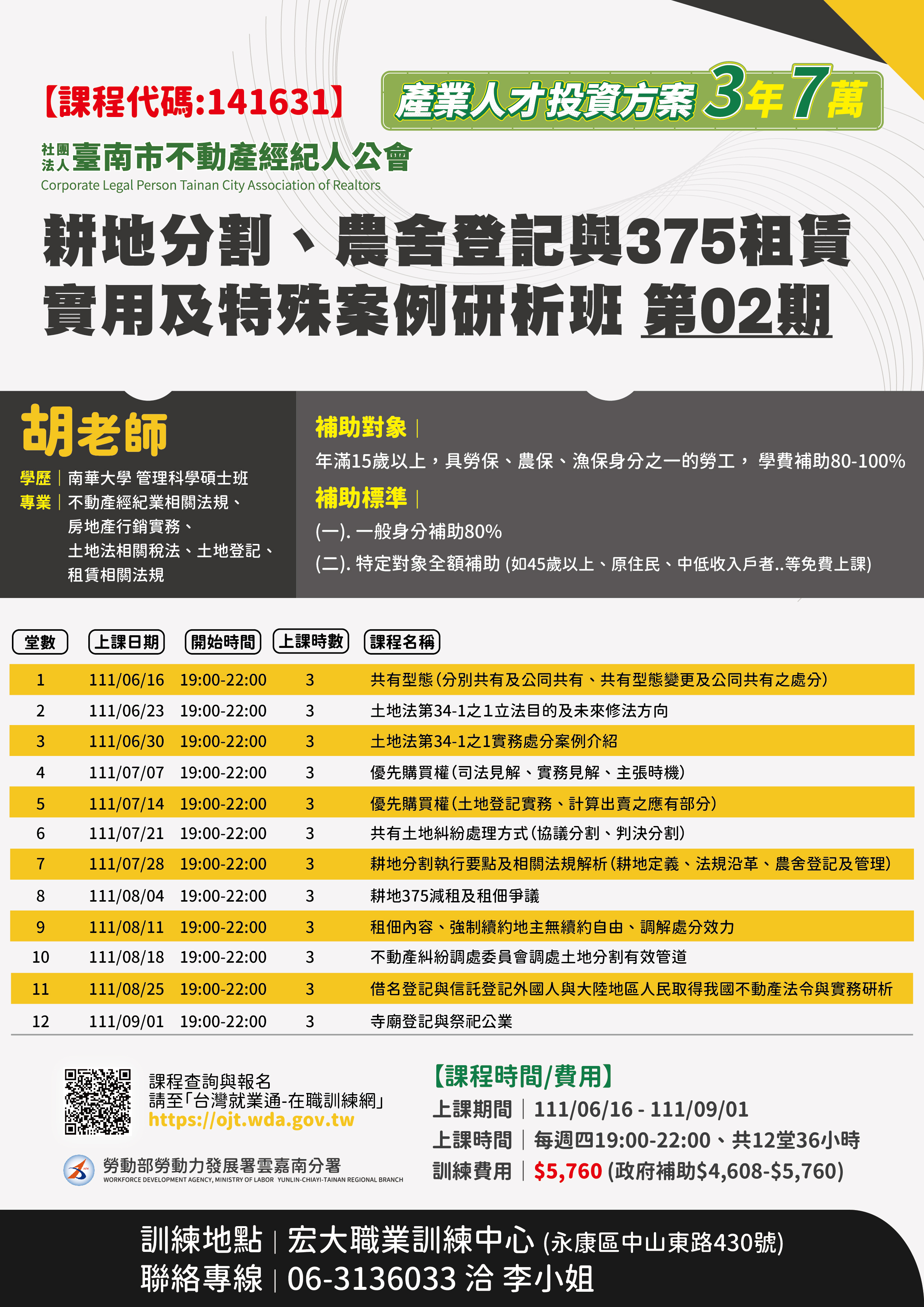 111年6月 耕地分割、農舍登記與375租賃實用及特殊案例研析班02